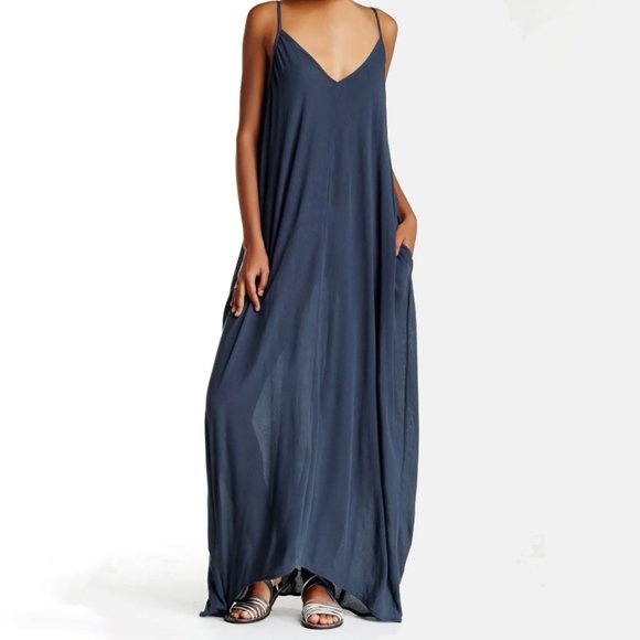 lovestitch Dresses & Skirts - NEW Lovestitch Women Dark Teal Adjustable Spaghetti Tank Draped Bubble Maxi